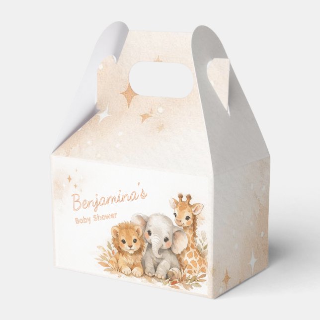 Söt Lejon Elefant Giraff Boho Jordnära Neutral Bar Presentaskar (Framsidan Sidan)