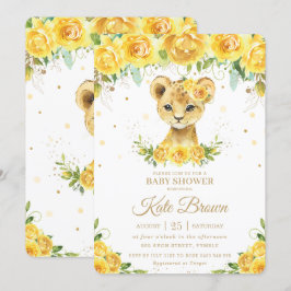 Söt Lejon Gult Blommigt Guld Flickor Babykläder Inbjudningar