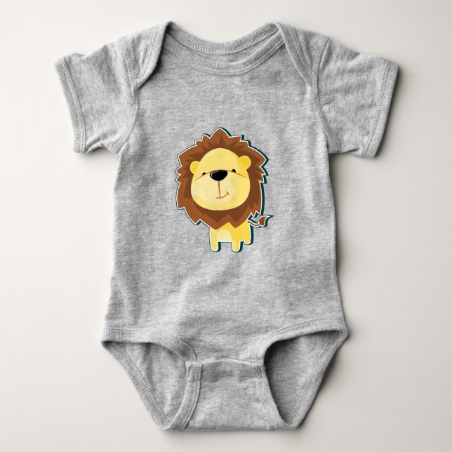 Söt Lejon Illustration T Shirt (Framsida)