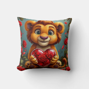 🦁❤️ Söt Lejon Kärlek Mysig Dekoration Present ✨ Kudde