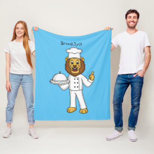 Söt lejon kock serieillustration fleecefilt