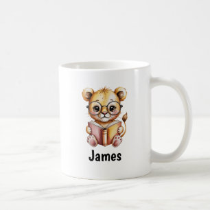 Söt Lejon Läs En Anpassad Bok Kaffemugg
