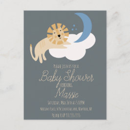 Söt Lejon Mån Moln Baby Shower Inbjudan