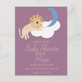 Söt Lejon Måne Moln Baby Shower Inbjudan Postca