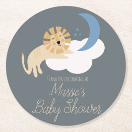 Söt Lejon Måne Moln Baby Shower Tack    Underlägg Papper Rund