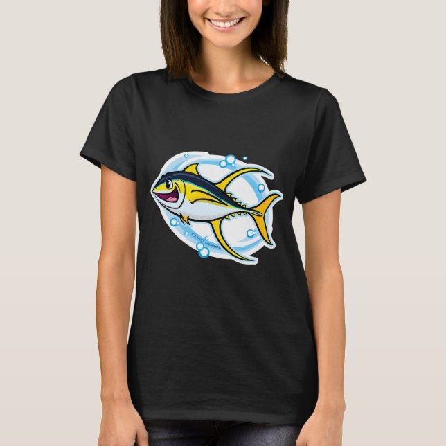 Söt Lejon Med Fiskarvest Fiskar T Shirt (Framsida)