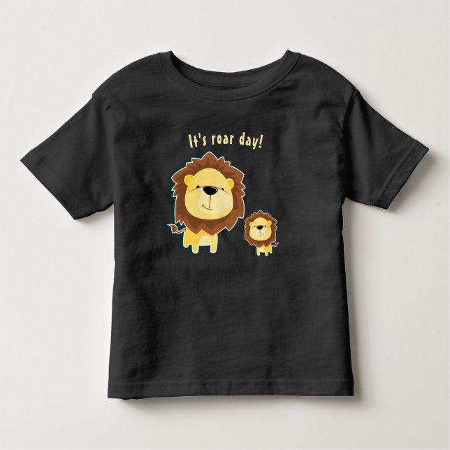 Söt lejon och baby lejon unge barn födelsedag t shirt (Framsida)