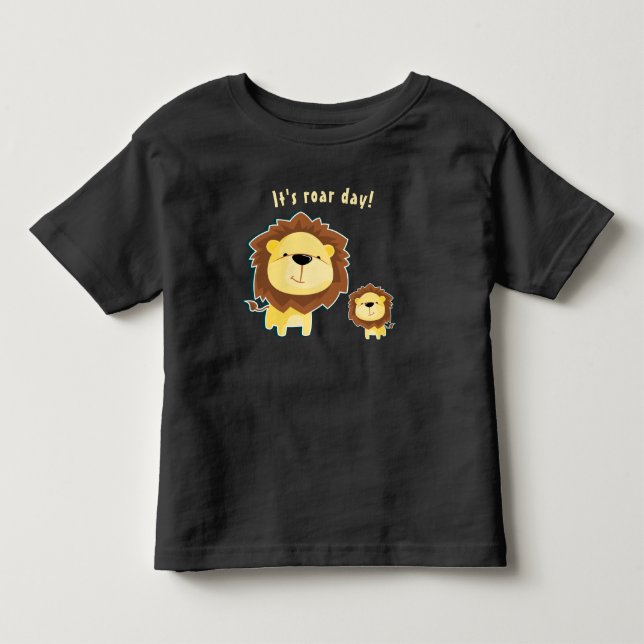 Söt lejon och baby lejon unge födelsedag t shirt (Framsida)
