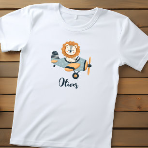 Söt lejon på charmigt flygplan Personlig T Shirt