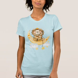 Söt lejonfiske på månens akvarell t shirt