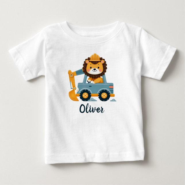 Söt lejongrävmaskin t shirt (Framsida)