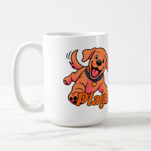 Söt Leken Valp Serieteckning med Spela Typografi Kaffemugg