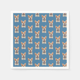 Söt Lekfull Corgi Lugnande Blå Bebis Showerfest Pa Pappersservett