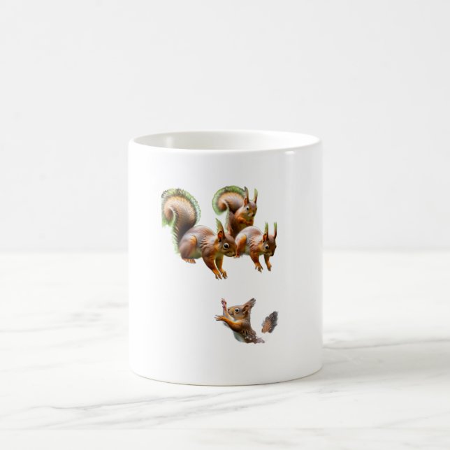 Söt Lekfull Ekorre Natur Kaffe Mugg (Center)