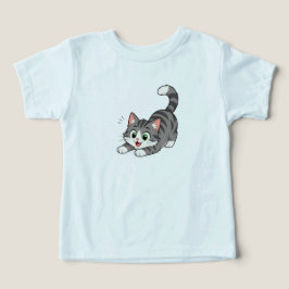 Söt Lekfull Grå Tabby Katt Småbarn T-Shirt