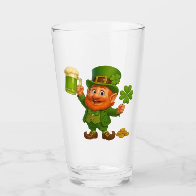 Söt/lekfull tomte på St. Patrick's Day Glaskopp (Framsida)