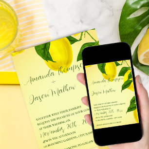 Söt Lemon Bright Gult Citrus Bröllop Invati Inbjudningar