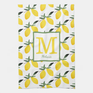 Söt Lemon Monogram Namn Kitchen Towels Kökshandduk