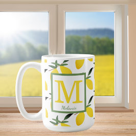 Söt Lemon Mönster Monogram Namn Mugg