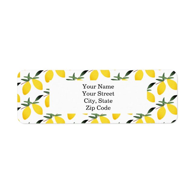 Söt Lemon Mönster Personlig Returadress Etikett (Framsidan)
