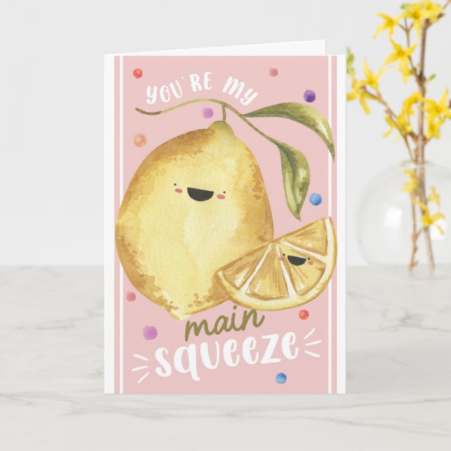 Söt Lemon Valentine – Du är min stora kärlek Kort (Gul blomma)