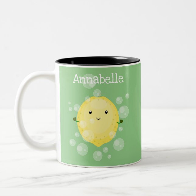 Söt lemonfrukt seriebubblor illustration Två-Tonad mugg (Vänster)