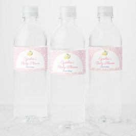 Söt Lemons Arch Rosa White Baby Shower Party Vattenflaska Etikett