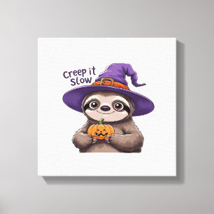 Söt Lento Häxa Halloween Tröja � Kryp Det Långsamt Canvastryck