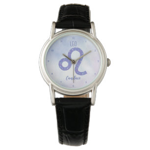 Söt Leo Astrology Sign Personlig Lila Armbandsur