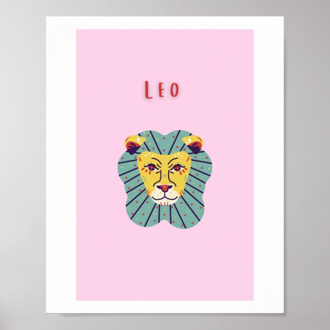 Söt Leo, stjärntecken, stjärnbildsutskrift Poster (Framsidan)