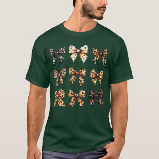 Söt leopard gepardtryck coquette-bågar flickaktigt t shirt