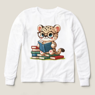 Söt Leopard Läsning T Shirt