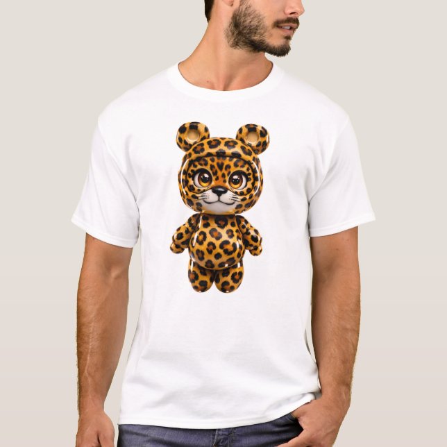 Söt Leopard Med Fläckar Rolig Safari Barntröja T Shirt (Framsida)