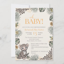 Söt leopard safari könsneutral baby shower inbjudningar