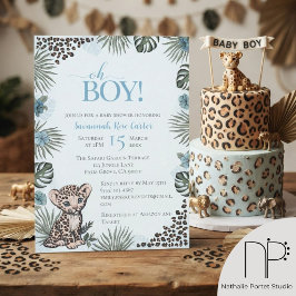 Söt leopard safari pojke baby shower inbjudningar