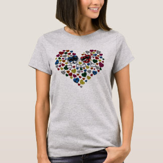 Söt leopardbuffelrutig hjärtan valentinpar t shirt