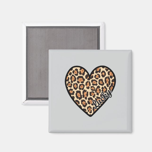 Söt leopardhjärtans alla hjärtans dag-present magnet (Front/Back)
