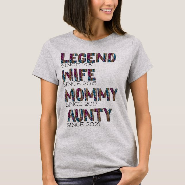 Söt Leopardmönster Present Mamma Legend Fru T Shirt (Framsida)