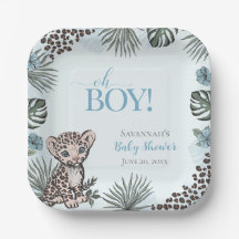 Söt Leopardunge Blå Bebis-babyshower