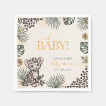 Söt Leopardunge Gul Bebis Shower