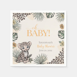 Söt Leopardunge Gul Bebis Shower Pappersservett