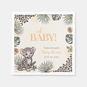 Söt Leopardunge Gul Bebis Shower Pappersservett
