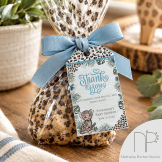 Söt Leopardyng Safari Pojke Baby Shower Tack Presentetikett