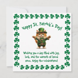 Söt Leprechaun-Katt St. Patricks Dag  Julkort