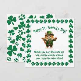Söt Leprechaun-Katt St. Patricks Dag Julkort
