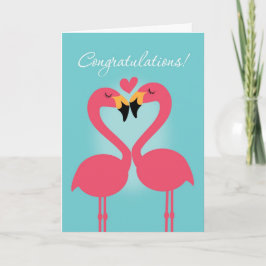 Söt lesbisk flamingobrollopsgratulation kort