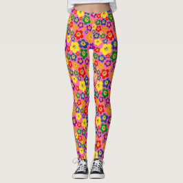 Söt LGBT-regnbågsblommönster-Rosa Leggings