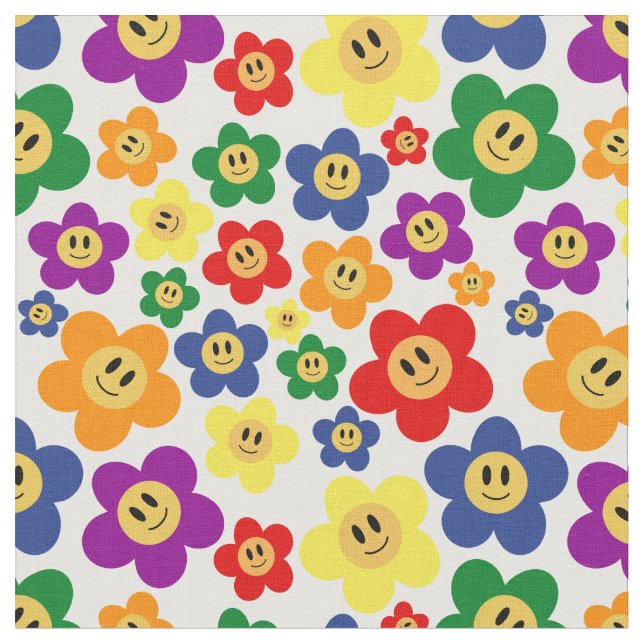 Söt LGBT-regnbågsblommönster Tyg (Närbild)