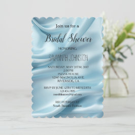 Söt Light Blue Faux Satin Möhippa Inbjudningar