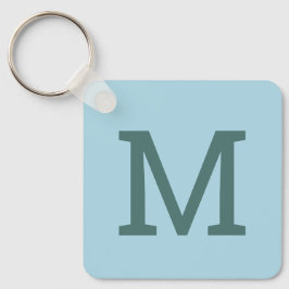 Söt Light Blue Simple Monogram Initial Keychain Nyckelring